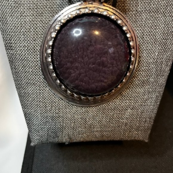 Black and Silver Pendant on Silver Chain with Earrings. - Picture 2 of 3